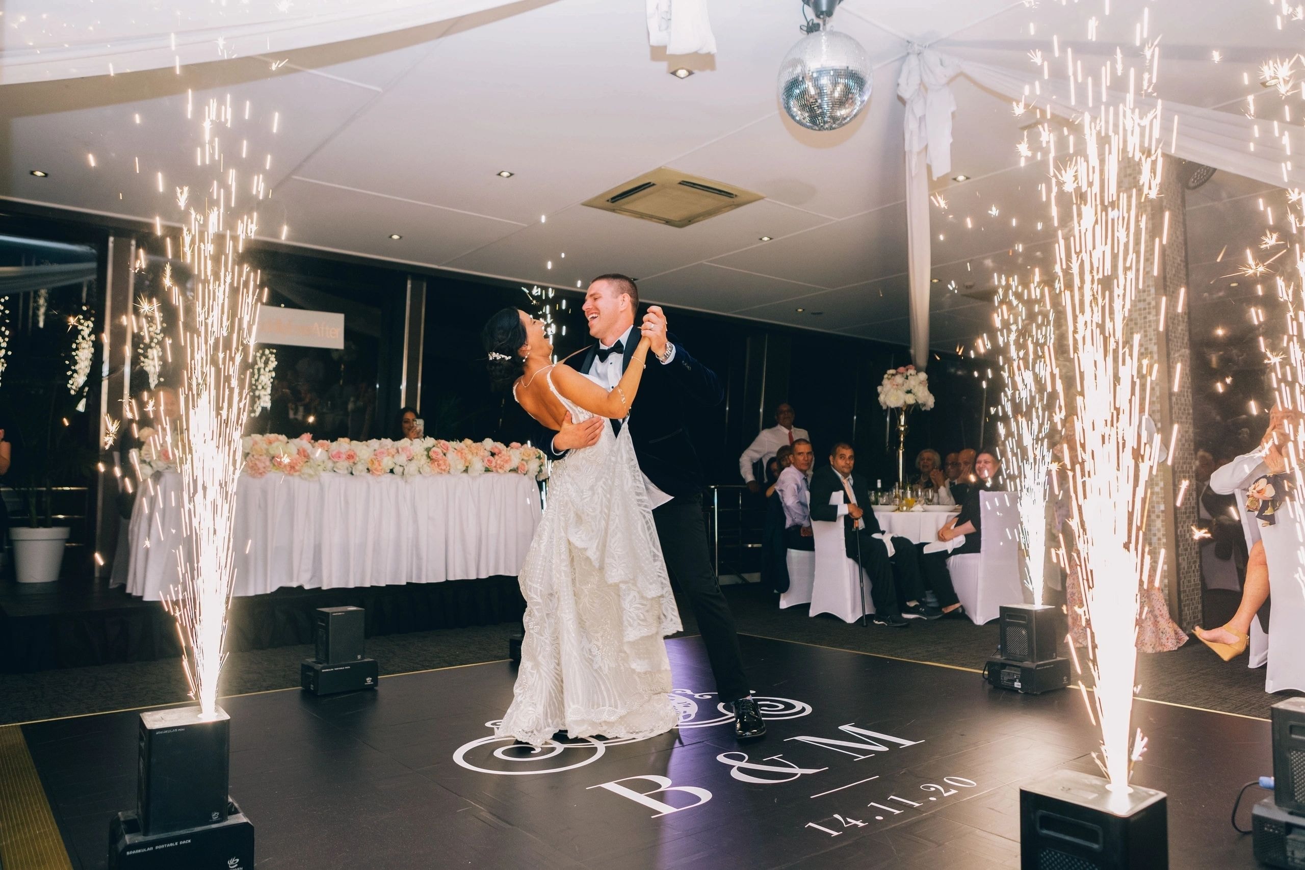 Couple gracefully dancing together during a wedding dance lesson in Marietta